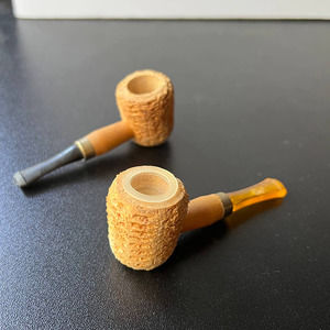 Vintage Miniature Corn Cob Tobacco Pipe Salt Pepper Shakers 3 Inch Set